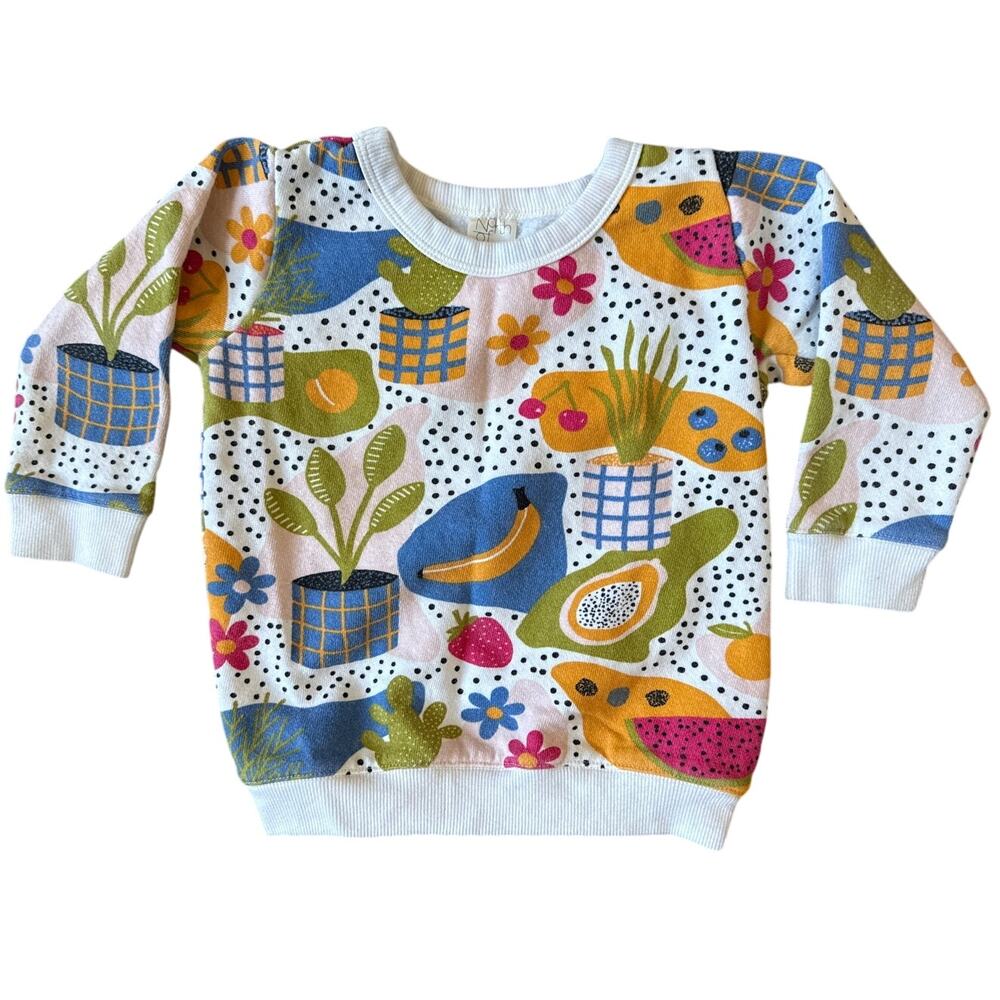 North of West Kids Bright Fruit Basket Sweatshirt Size 2
